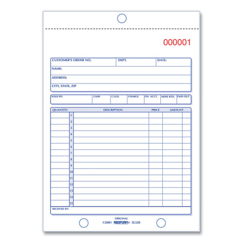 Image of Rediform® Sales Book, 15 Lines, Two-Part Carbonless, 5.5 x 7.88, 50 Forms Total