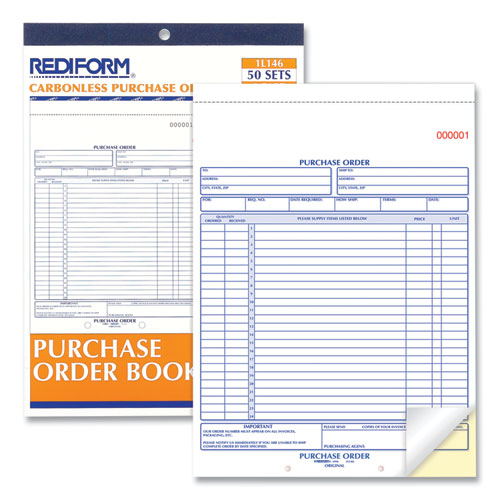 Image of Rediform® Purchase Order Book, 17 Lines, Two-Part Carbonless, 8.5 x 11, 50 Forms Total