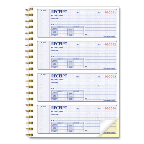 Image of Rediform® Gold Standard Money Receipt Book, Two-Part Carbonless, 7 x 2.75, 4 Forms/Sheet, 300 Forms Total