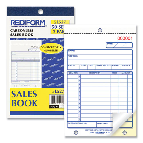 Image of Rediform® Sales Book, 12 Lines, Two-Part Carbonless, 4.25 x 6.38, 50 Forms Total