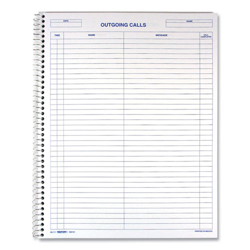 Image of Rediform® Wirebound Call Register, One-Part (No Copies), 11 x 8.5, 100 Forms Total