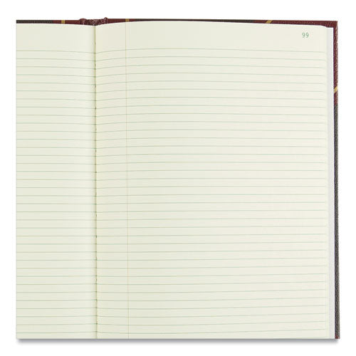 Image of National® Texthide Eye-Ease Record Book, Black/burgundy/gold Cover, 14.25 X 8.75 Sheets, 300 Sheets/book