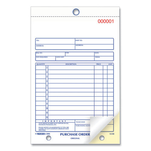 Image of Rediform® Purchase Order Book, 12 Lines, Two-Part Carbonless, 5.5 x 7.88, 50 Forms Total