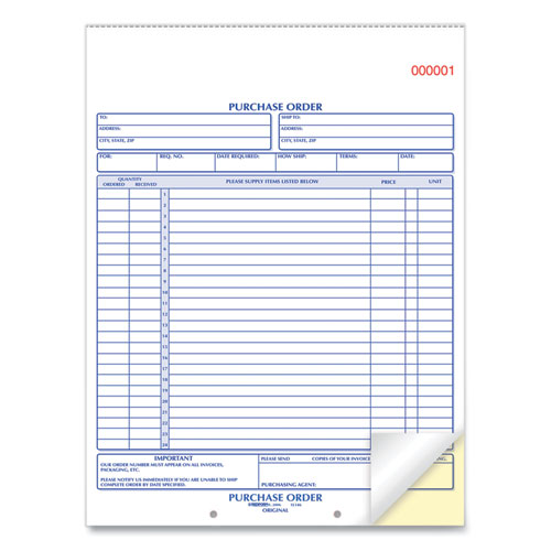 Image of Rediform® Purchase Order Book, 17 Lines, Two-Part Carbonless, 8.5 x 11, 50 Forms Total