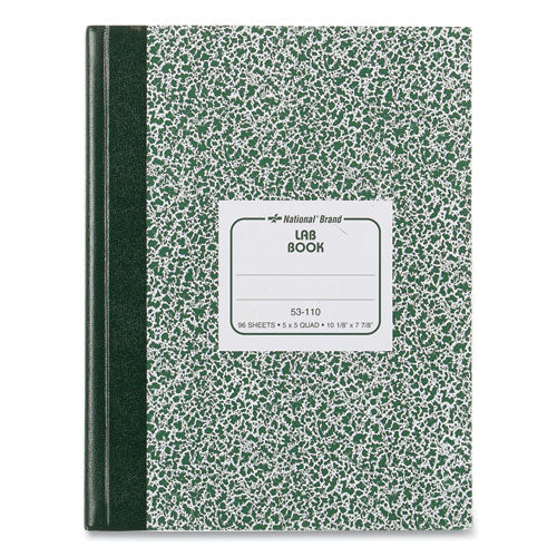 Image of National® Lab Notebook, Quadrille Rule (5 sq/in), Green Marble Cover, (96) 10.13 x 7.88 Sheets