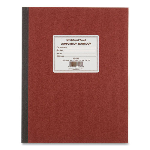 Image of National® Computation Notebook, Quadrille Rule (4 sq/in), Brown Cover, (75) 11.75 x 9.25 Sheets