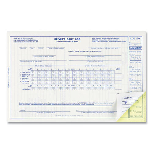 Image of Rediform® Driver's Daily Log Book, Two-Part Carbonless, 8.75 x 5.38, 31 Forms Total