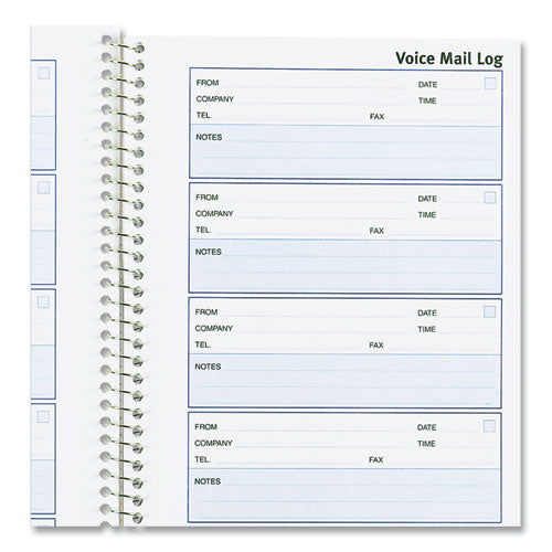 Image of Rediform® Detail Wirebound Voice Mail Log Book, One-Part (No Copies), 5 x 1.63, 6 Forms/Sheet, 600 Forms Total