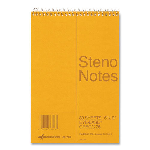 Image of National® Standard Spiral Steno Pad, Gregg Rule, Brown Cover, 80 Eye-Ease Green 6 X 9 Sheets