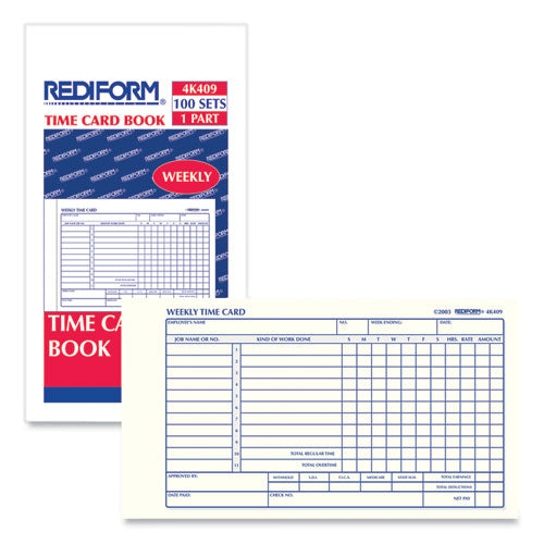 Image of Rediform® Weekly Employee Time Cards, One Side, 4.25 X 7, 100/pad