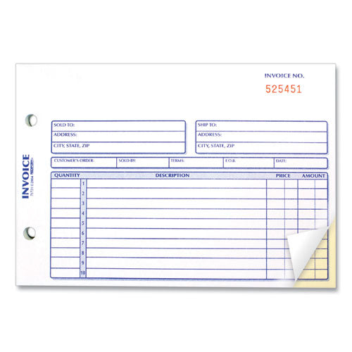 Image of Rediform® Invoice Book, Two-Part Carbonless, 5.5 x 7.88, 50 Forms Total