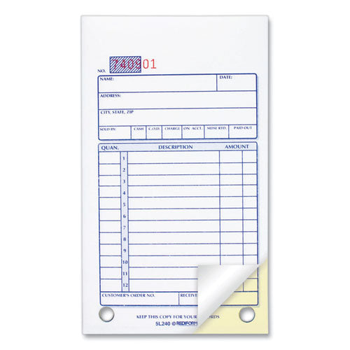 Image of Rediform® Sales Book, 12 Lines, Two-Part Carbonless, 3.63 x 6.38, 50 Forms Total