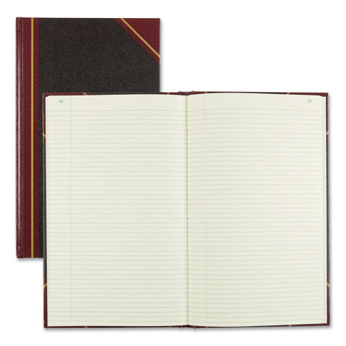 Image of National® Texthide Eye-Ease Record Book, Black/burgundy/gold Cover, 14.25 X 8.75 Sheets, 300 Sheets/book