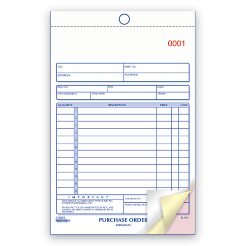 Image of Rediform® Purchase Order Book, 12 Lines, Three-Part Carbonless, 5.5 x 7.88, 50 Forms Total