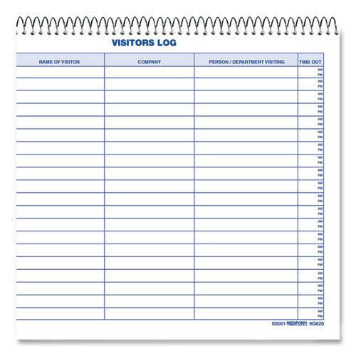 Image of Rediform® Visitors Log Book, Blue/white/red Cover, 11 X 8.5 Sheets, 50 Sheets/book