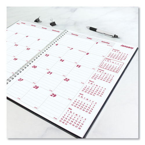 Image of Brownline® DuraFlex 14-Month Planner, 11 x 8.5, Black Cover, 14-Month: Dec 2024 to Jan 2026