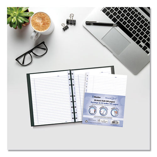 Image of Blueline® Miraclebind Ruled Paper Refill Sheets For All Miraclebind Notebooks And Planners, 9.25 X 7.25, White/blue Sheets, Undated