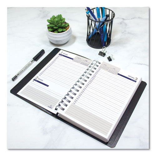 Image of Blueline® DuraGlobe Daily Planner, 30-Minute Appointments, 8 x 5, Black Soft Cover, 12-Month (Jan to Dec): 2025