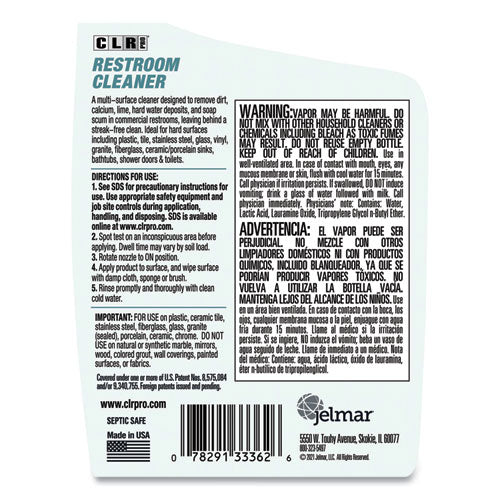 Image of CLR PRO® Restroom Cleaner, 32 Oz Pump Spray, 6/carton