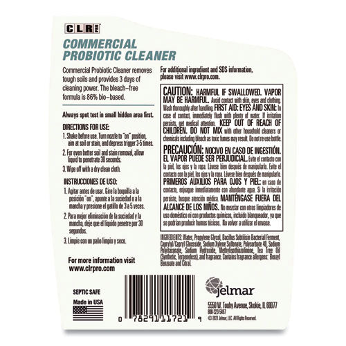 Image of CLR PRO® Commercial Probiotic Cleaner, Lemon Scent, 32 Oz Spray Bottle, 6/carton