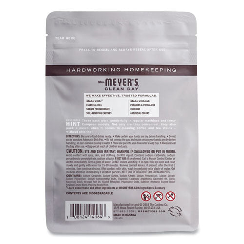 Image of Mrs. Meyer's® Automatic Dish Detergent, Lavender, 12.7 Oz Pack, 20/pack, 6 Packs/carton