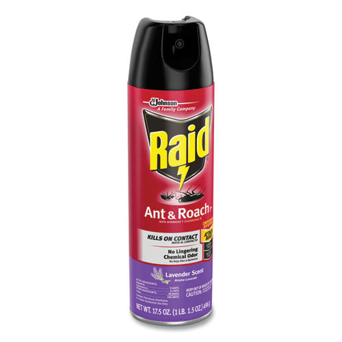 Image of Raid® Ant and Roach Killer, 17.5 oz Aerosol Spray, Lavender, 12/Carton
