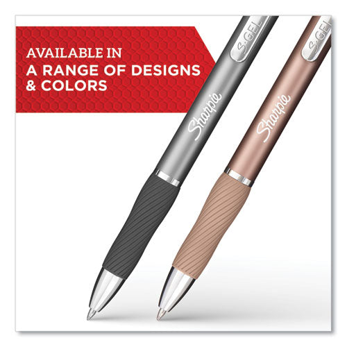 Image of Sharpie® S-Gel S-Gel Premium Metal Barrel Gel Pen, Retractable, Medium 0.7 Mm, Black Ink, Gun Metal Gray Barrel, Dozen