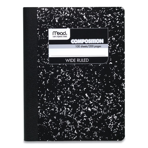 Image of Mead® Square Deal Composition Book, 3-Subject, Wide/Legal Rule, Black Cover, (100) 9.75 x 7.5 Sheets, 12/Pack
