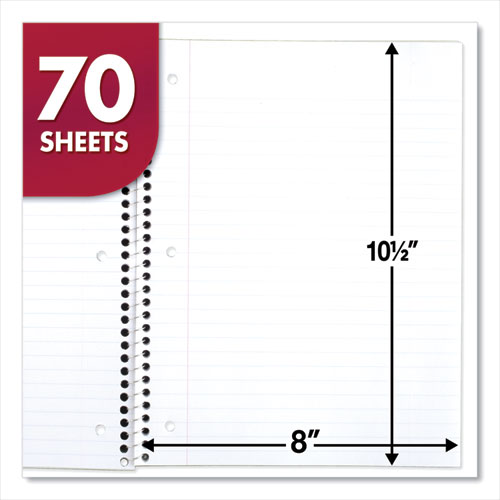 Image of Mead® Spiral Notebook, 1-Subject, Wide/Legal Rule, Randomly Assorted Cover Color, (70) 10.5 x 7.5 Sheets