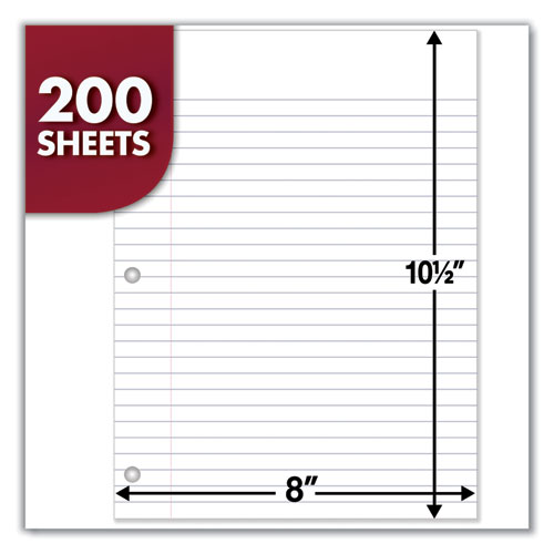 Image of Mead® Filler Paper, 3-Hole, 8 X 10.5, Wide/legal Rule, 200/pack