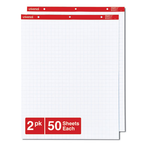 Image of Universal Easel Pads/Flip Charts, Quadrille Rule (1 sq/in), 27 x 34, White, 50 Sheets, 2/Carton
