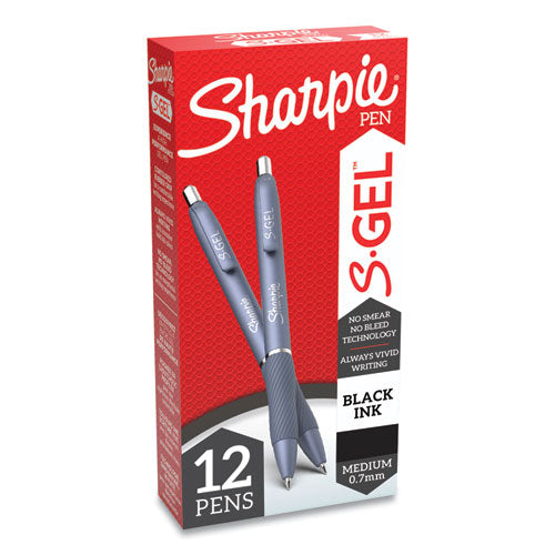Image of Sharpie® S-Gel S-Gel Fashion Barrel Gel Pen, Retractable, Medium 0.7 Mm, Black Ink, Frost Blue Barrel, Dozen