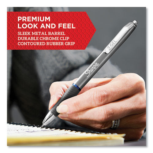 Image of Sharpie® S-Gel S-Gel Premium Metal Barrel Gel Pen, Retractable, Medium 0.7 Mm, Black Ink, Gun Metal Gray Barrel, Dozen