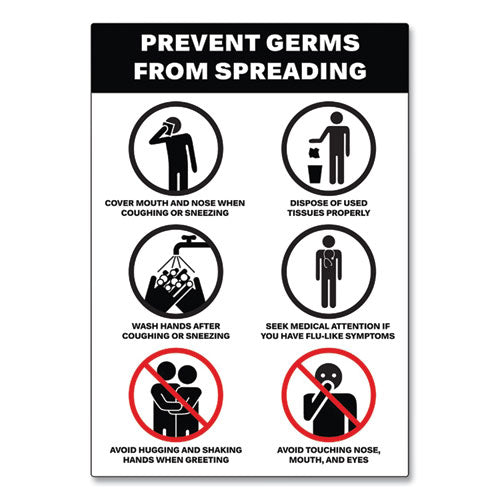 Image of Avery® Preprinted Surface Safe Wall Decals, 7 X 10, Prevent Germs From Spreading, White/black Face, Black Graphics, 5/pack