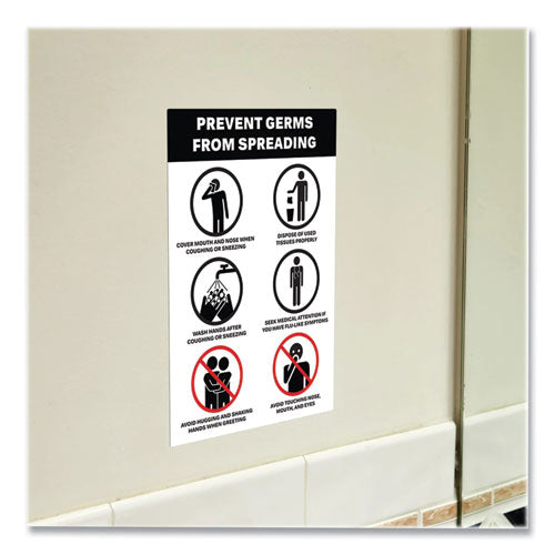 Image of Avery® Preprinted Surface Safe Wall Decals, 7 X 10, Prevent Germs From Spreading, White/black Face, Black Graphics, 5/pack