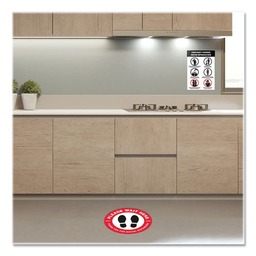 Image of Avery® Preprinted Surface Safe Wall Decals, 7 X 10, Prevent Germs From Spreading, White/black Face, Black Graphics, 5/pack