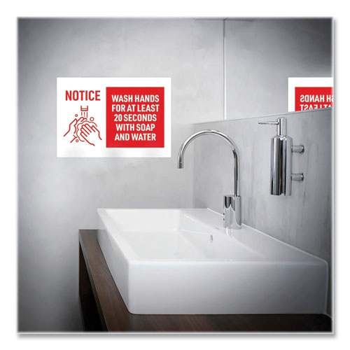 Image of Avery® Preprinted Surface Safe Wall Decals, 10 X 7, Wash Hands For At Least 20 Seconds, White/red Face, Red Graphics, 5/pack