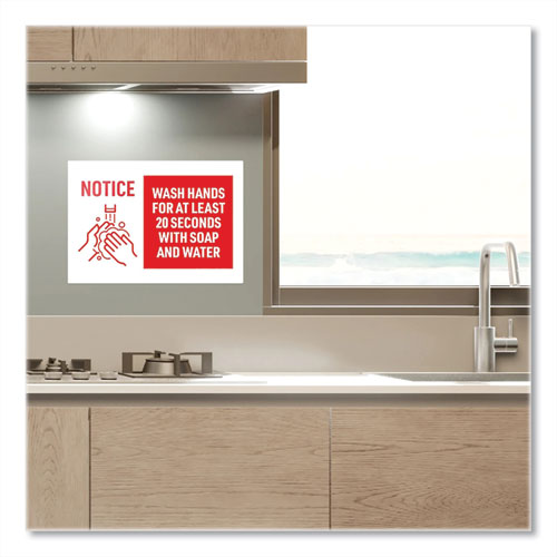 Image of Avery® Preprinted Surface Safe Wall Decals, 10 X 7, Wash Hands For At Least 20 Seconds, White/red Face, Red Graphics, 5/pack