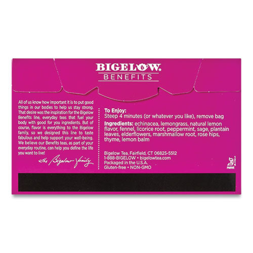 Image of Bigelow® Benefits Lemon And Echinacea Herbal Tea Bags, 0.6 Oz Tea Bag, 18/box