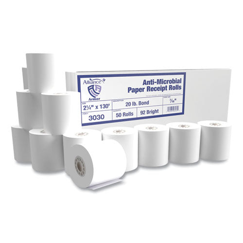Image of Alliance Armor Antimicrobial Receipt Roll Paper, 2.25" X 130 Ft, White, 50/carton