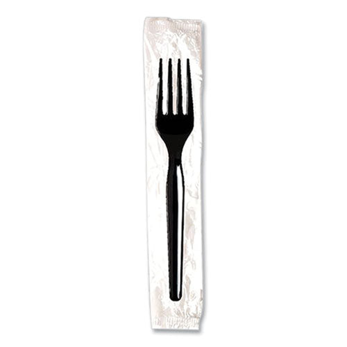Image of Dixie® Individually Wrapped Mediumweight Polystyrene Cutlery, Fork, Plastic, Black, 1,000/Carton