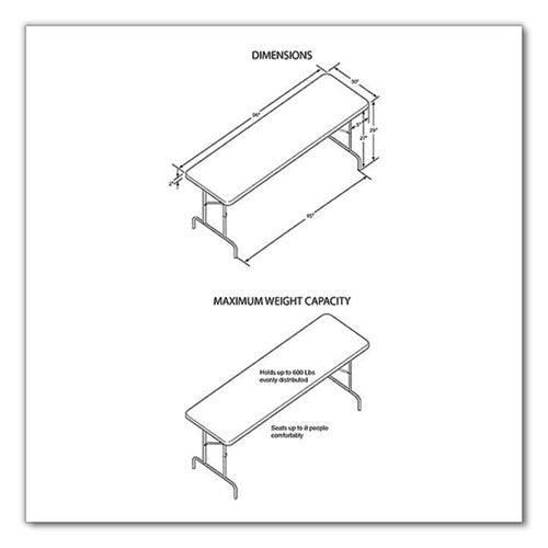 Image of Iceberg IndestrucTables Too 600 Series Folding Table, Rectangular, 96" x 30" x 29", Platinum