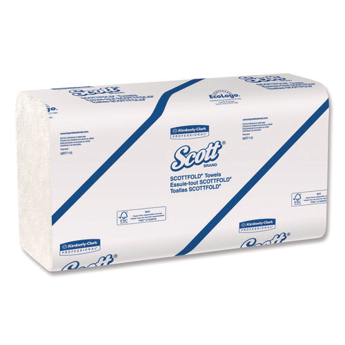 Image of Scott® Essential Low Wet Strength Multi-Fold Towels, 1-Ply, 9.4 x 12.4, White, 175/Pack, 25 Packs/Carton