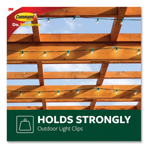 Image of Command all weather hooks and strips, small, plastic, clear, 0.5 lb capacity, 30 clips and 32 strips/pack