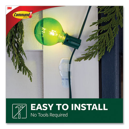 Image of Command all weather hooks and strips, small, plastic, clear, 0.5 lb capacity, 30 clips and 32 strips/pack