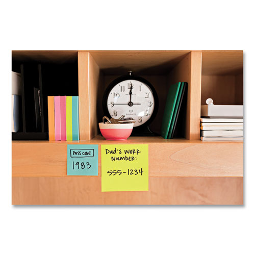 Image of Post-it® Notes Super Sticky Pads in Supernova Neon Colors, (6) Unruled 2" x 2", (5) Unruled 3" x 3", (4) Note Ruled 4" x 4", 45 Sheets/Pad, 15 Pads/Set