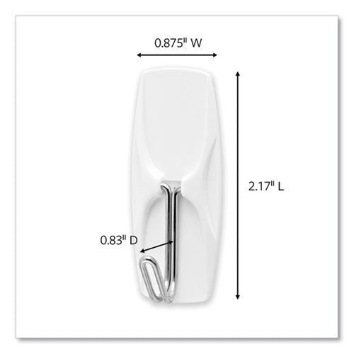 Image of Command General Purpose Wire Hooks, Medium, Metal, White, 2 lb Capacity, 13 Hooks and 16 Strips/Pack