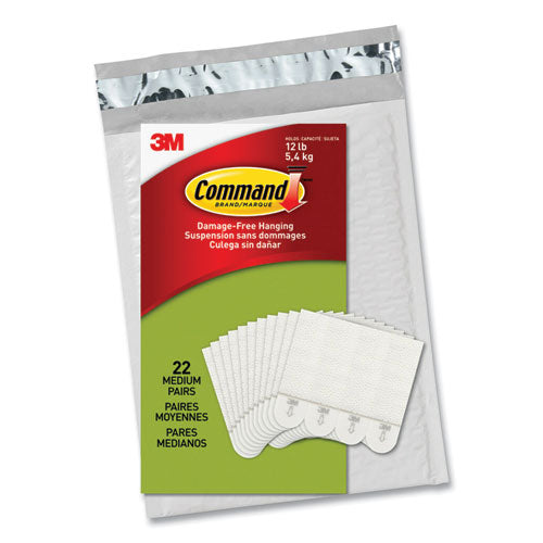 Image of Command Picture Hanging Strips, Removable, Holds Up To 3 Lbs Per Pair, Medium, 0.63 X 2.75, White, 22 Pairs/pack