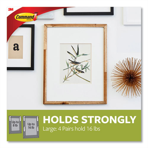 Image of Command Picture Hanging Strips, Removable, Holds Up to 4 lbs per Pair, Large, 0.63 x 3.63, White, 20 Pairs/Pack