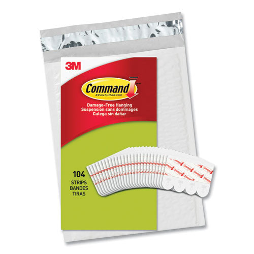 Image of Command Poster Strips, Removable, Holds Up To 1 Lb Per Pair, Small, 0.63 X 1.75, White, 104/pack
